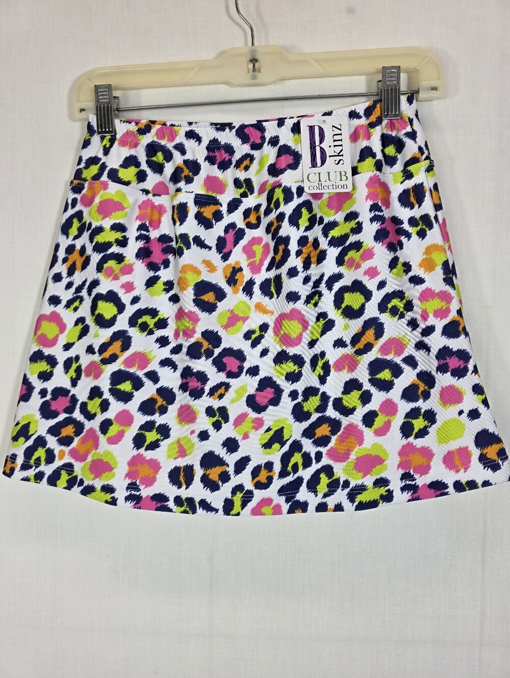 NWT B Skinz Golf Tennis Skort Small Animal Print Hanky Panky Neon Leopard USA